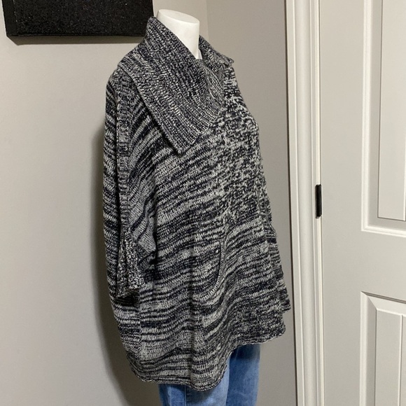 NSF Sweater Cowl CASHMERE Wool Oversized Ribbed Knit Sweater Black Gray Sz S - Picture 4 of 9